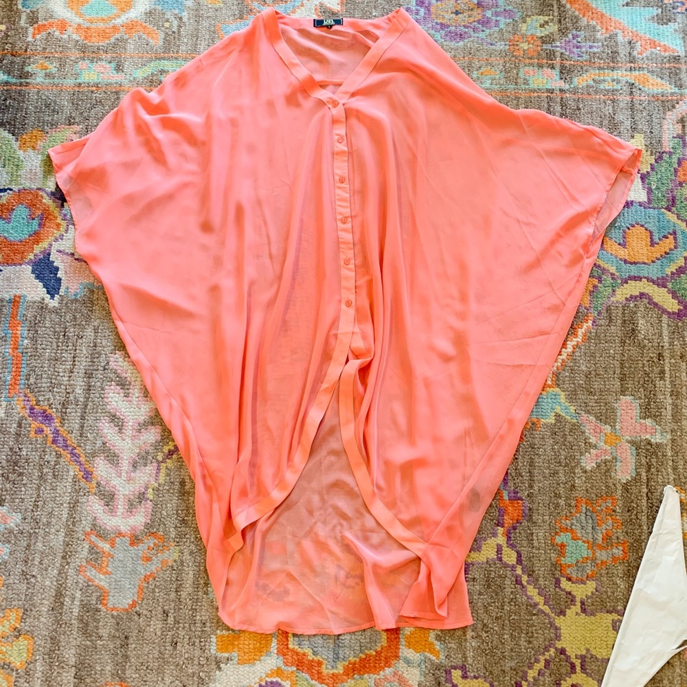 Lucky & Blessed (L&B) peach chiffon tunic top